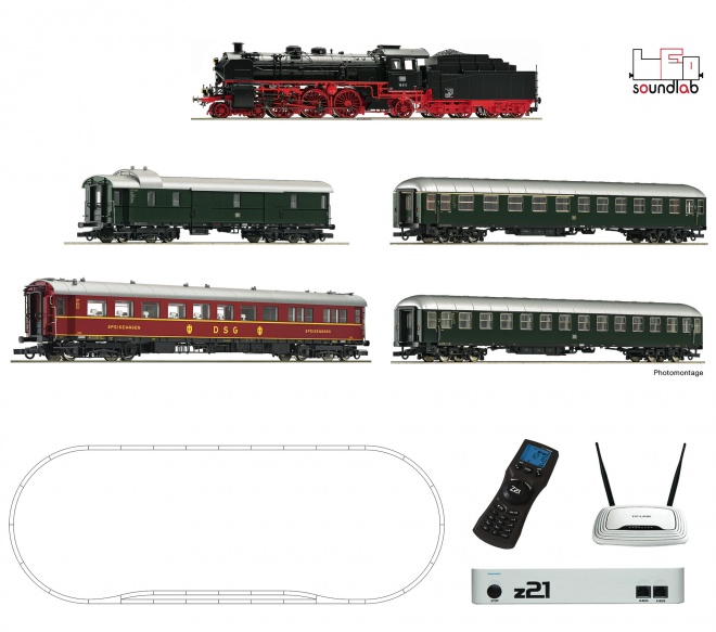 z21 Digital starter set: Steam locomotive BR 18.6 with fast train, DB<br /><a href='images/pictures/Roco/Roco-51313.jpg' target='_blank'>Full size image</a>